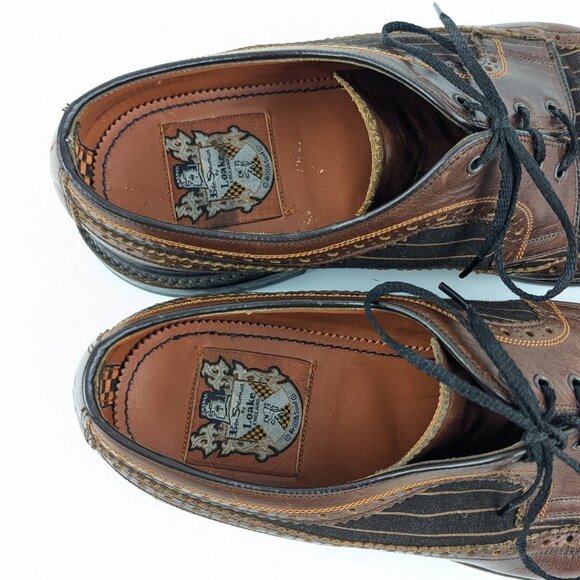 Ben Sherman Mens Gatsby Wingtip Shoes Size 11 Leather & Canvas - Picture 6 of 8